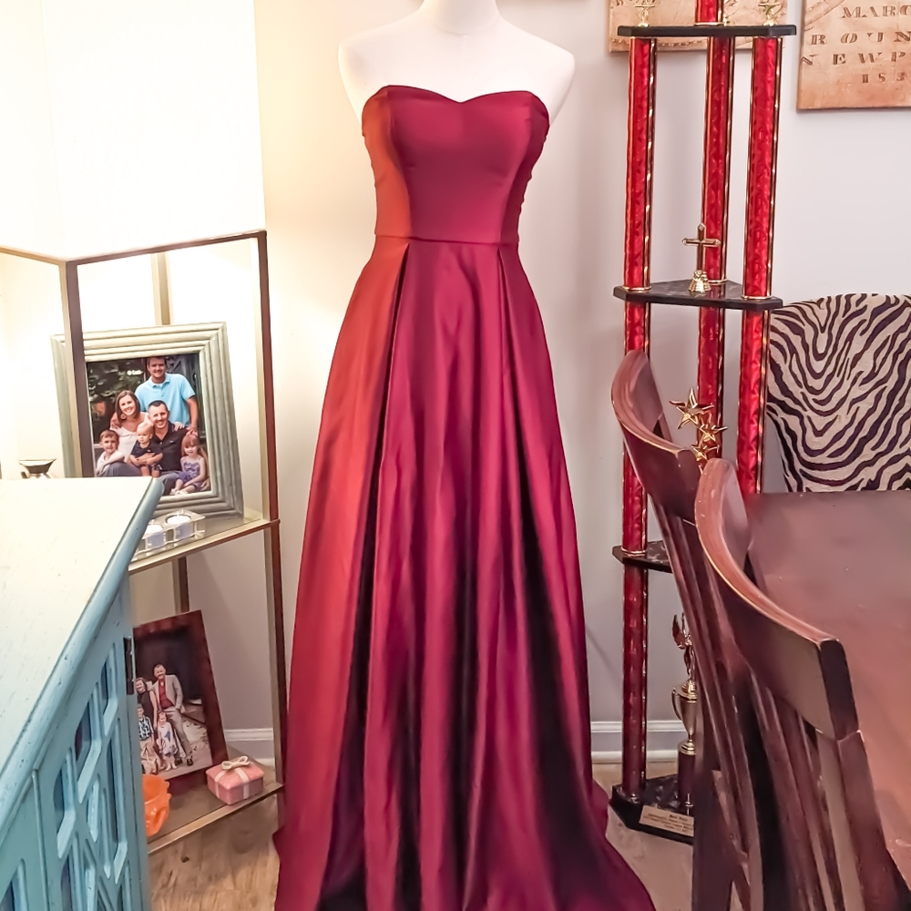 Removable Straps Strapless Sweetheart Ball Gown Formal Dress Prom A-Line 3 - Picture 6 of 6